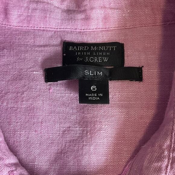 J.Crew Baird McNutt Irish 100% Linen Shirt Size 6 Pink Button Down Long Sleeve - Picture 7 of 8